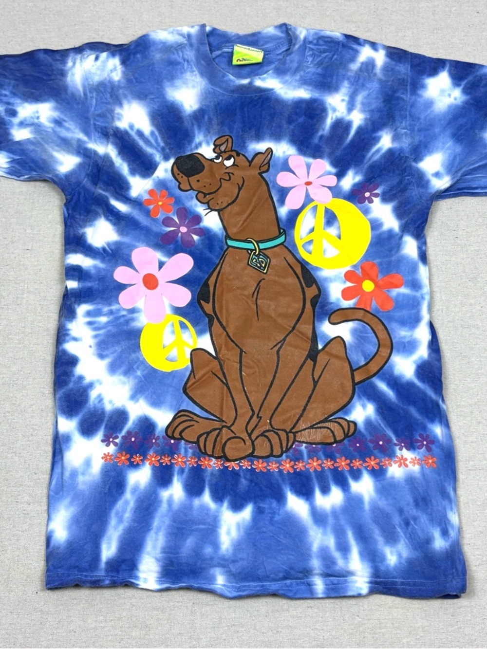 Vintage Scooby Doo 1998 Blue White Tye Dye T-Shirt Y2K